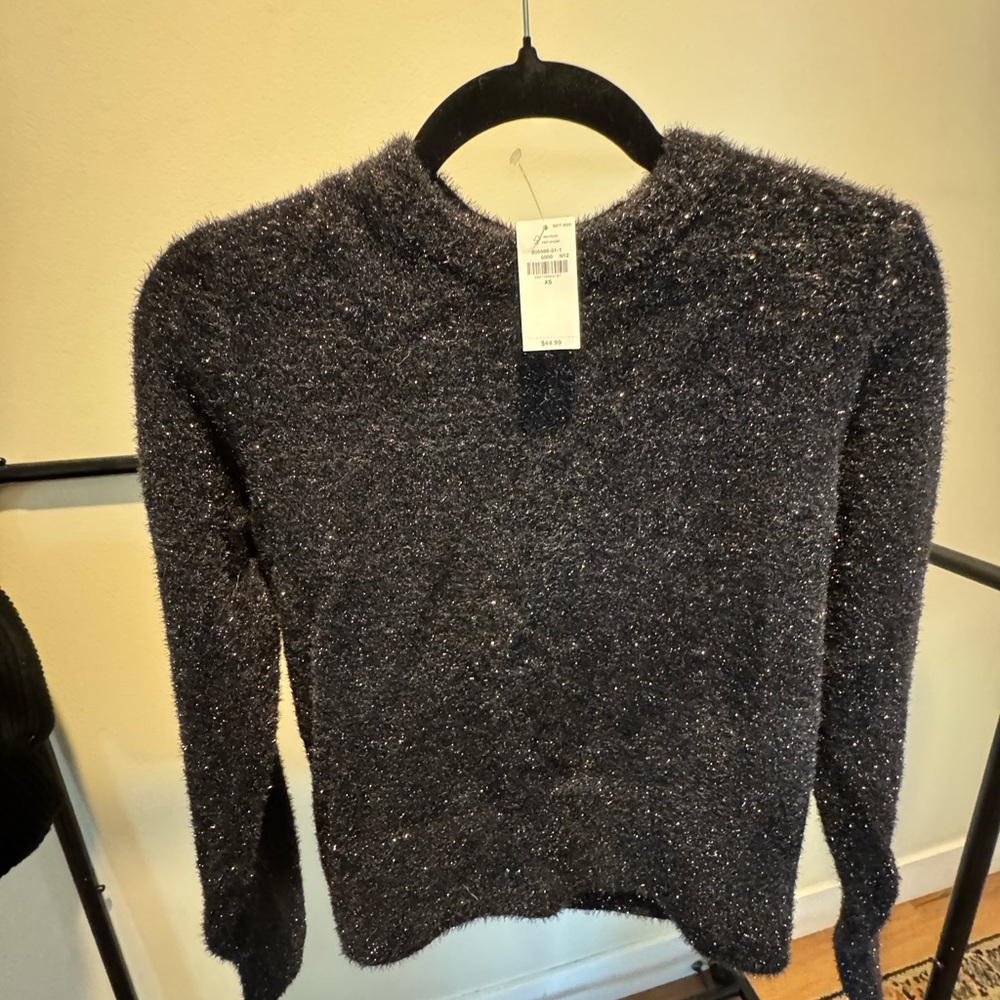 Old Navy Women's black shimmery Fuzzy Sweater